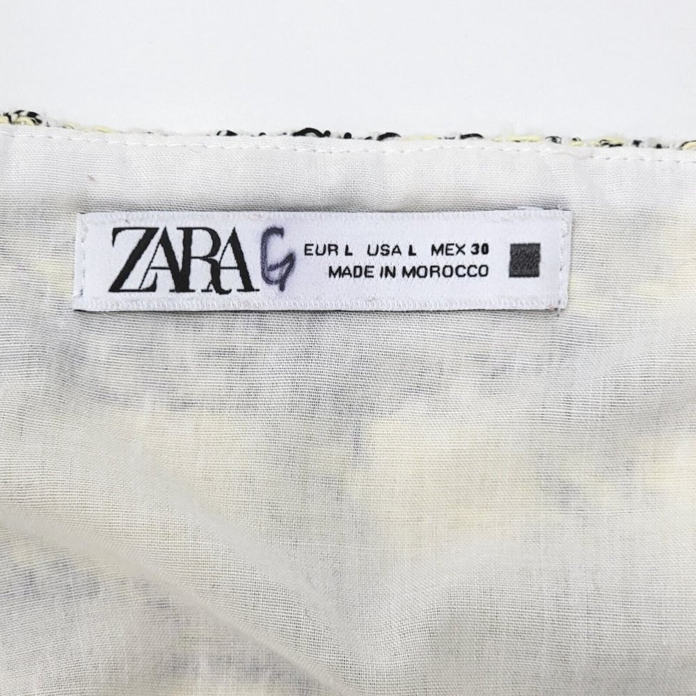 Y2K Zara Womens Crop Top Size L Yellow Black Plaid Frayed Preppy Popstar Bratz - Picture 3 of 14